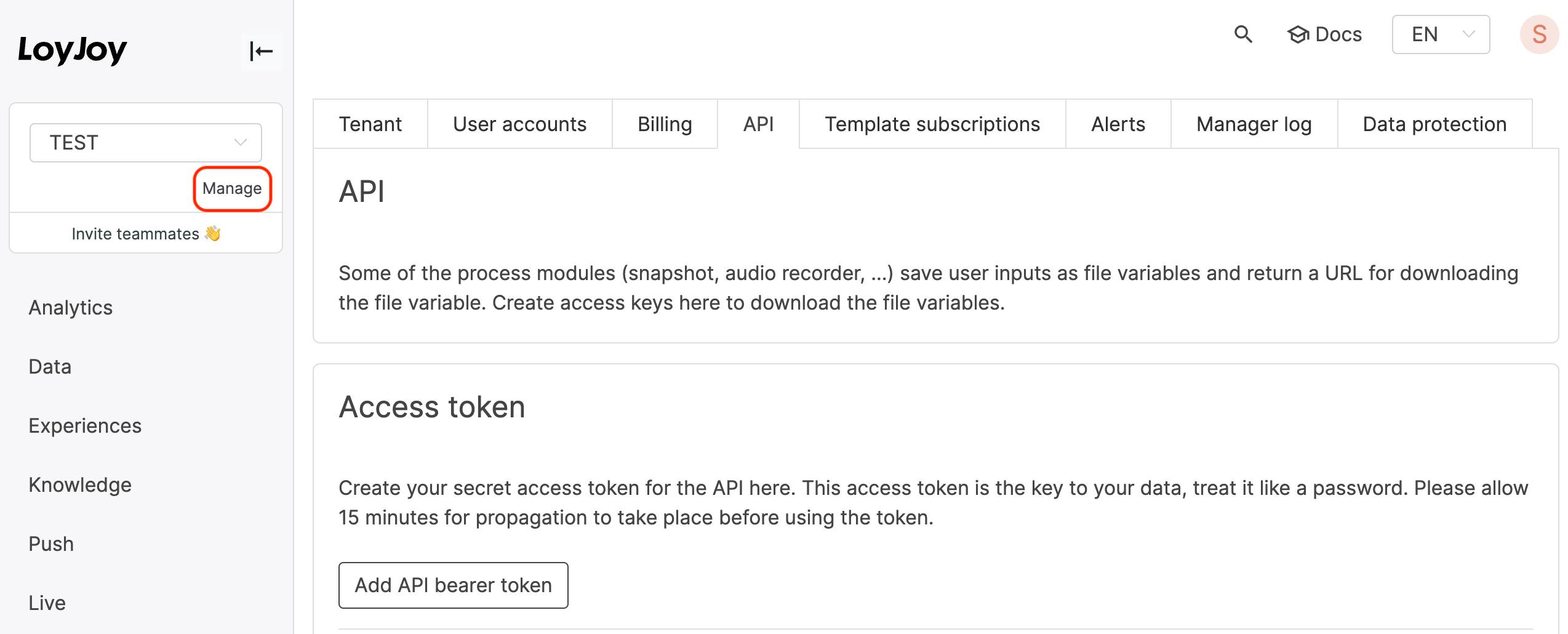 Api Token Key LoyJoy