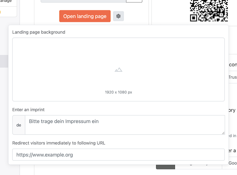 Configure the landing page