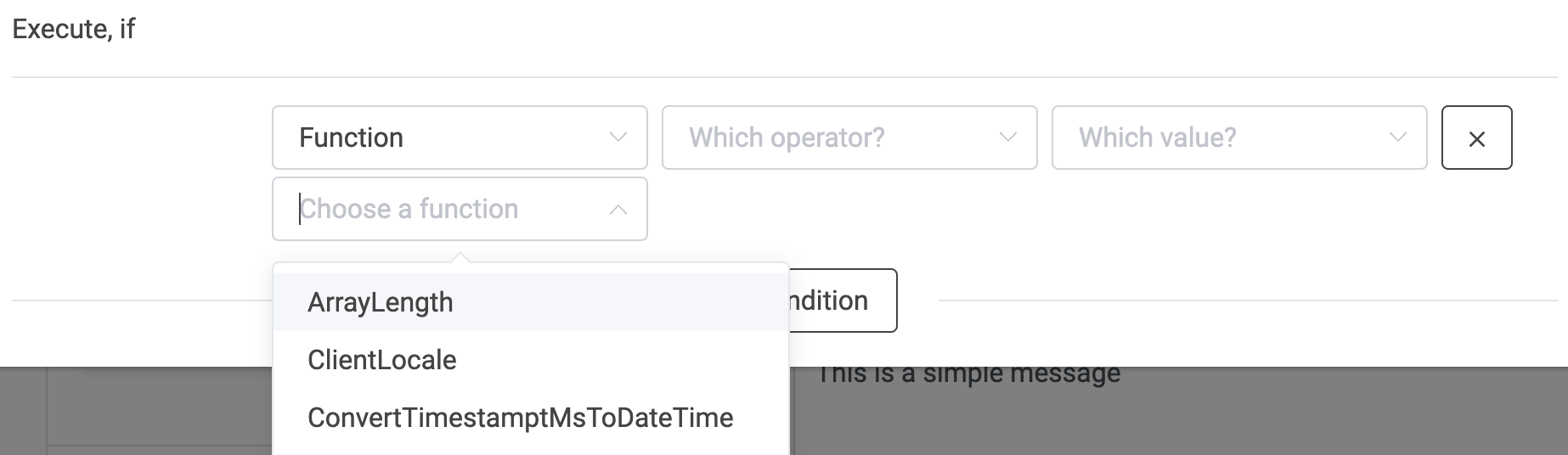 Condition drop down Condition in module