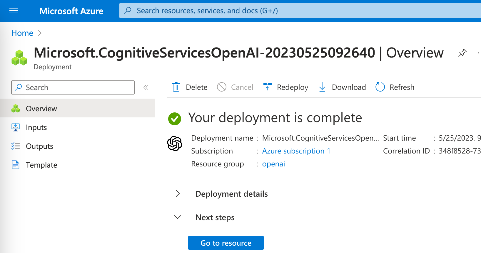 Create Azure OpenAI Deployment Create Azure OpenAI Deployment