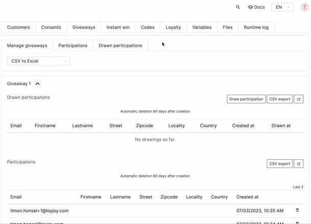 CSV file export to Excel