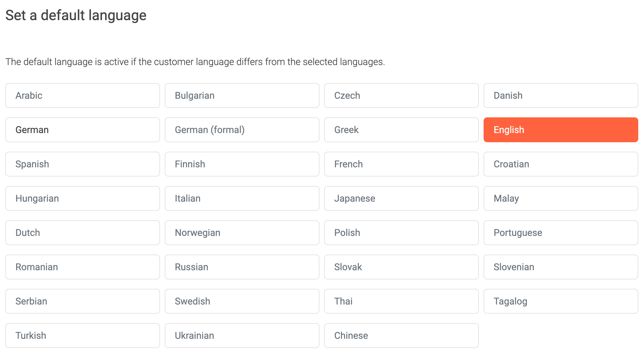 Set a default language