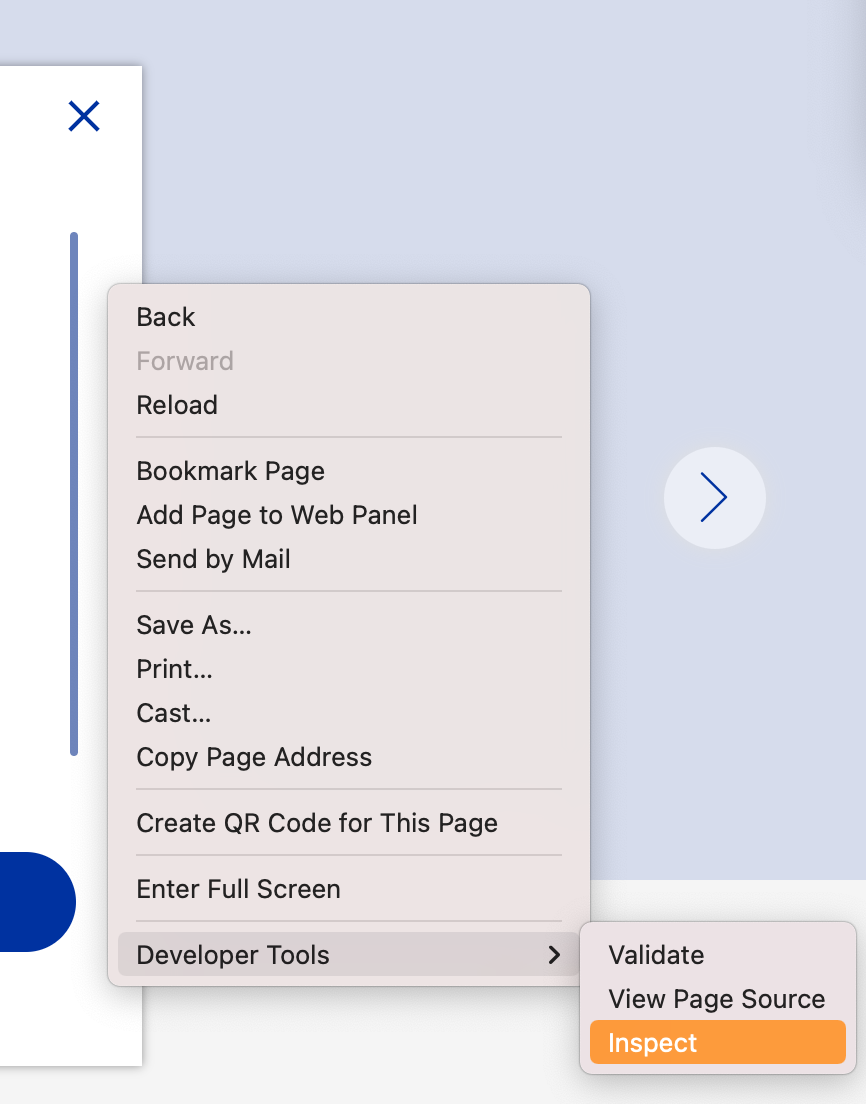 Inspect the popup Inspect the popup