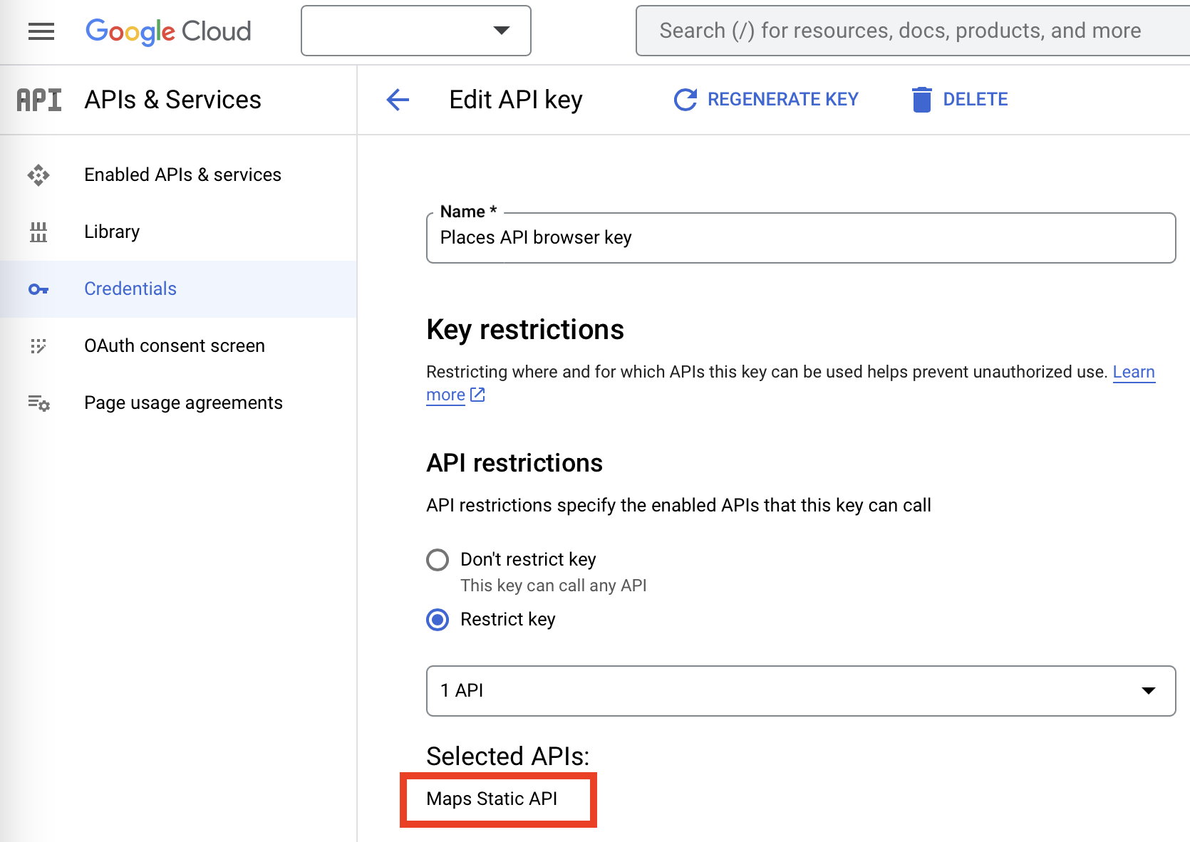 Restrict Browser API key