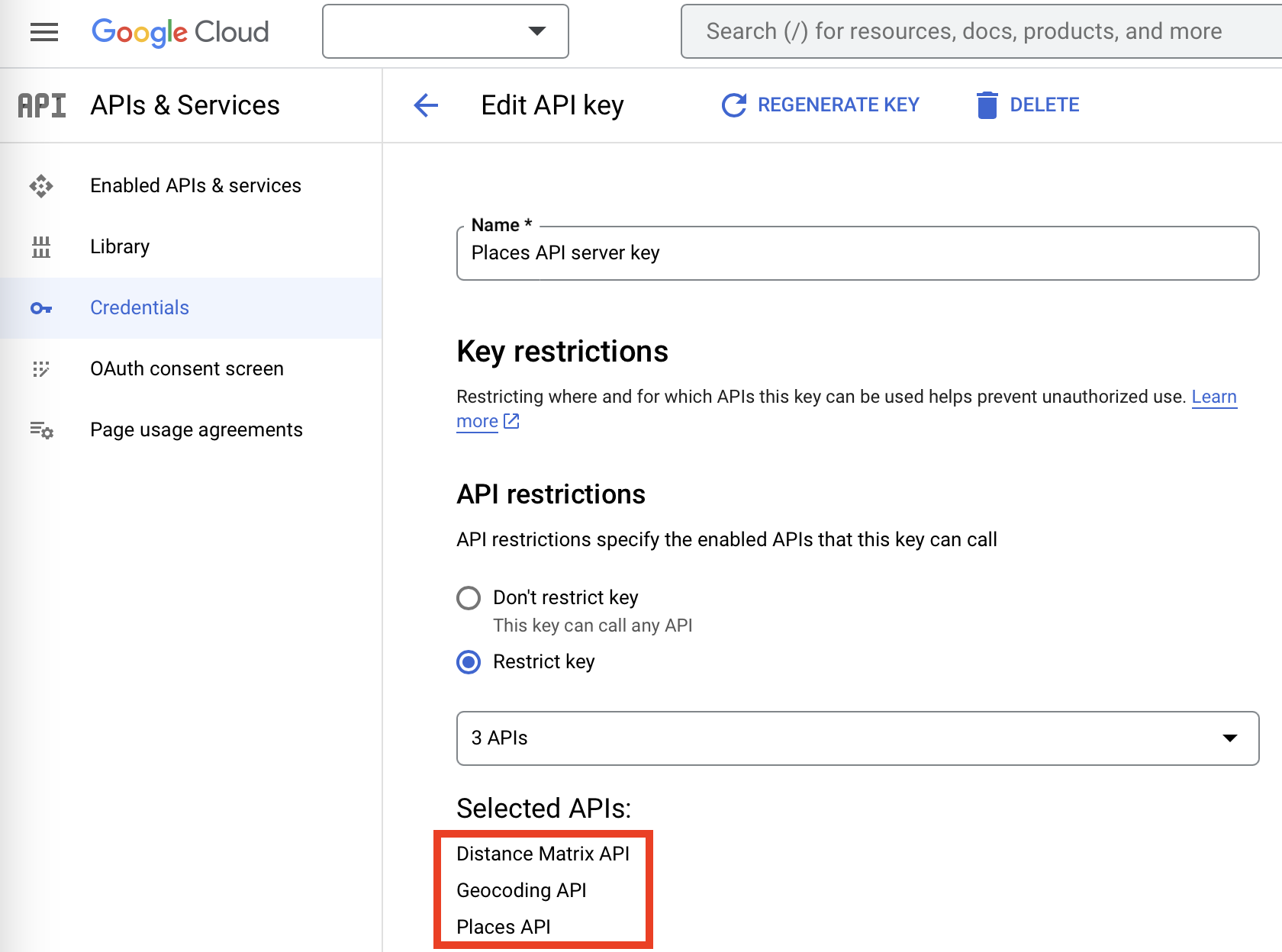 Restrict Server API key