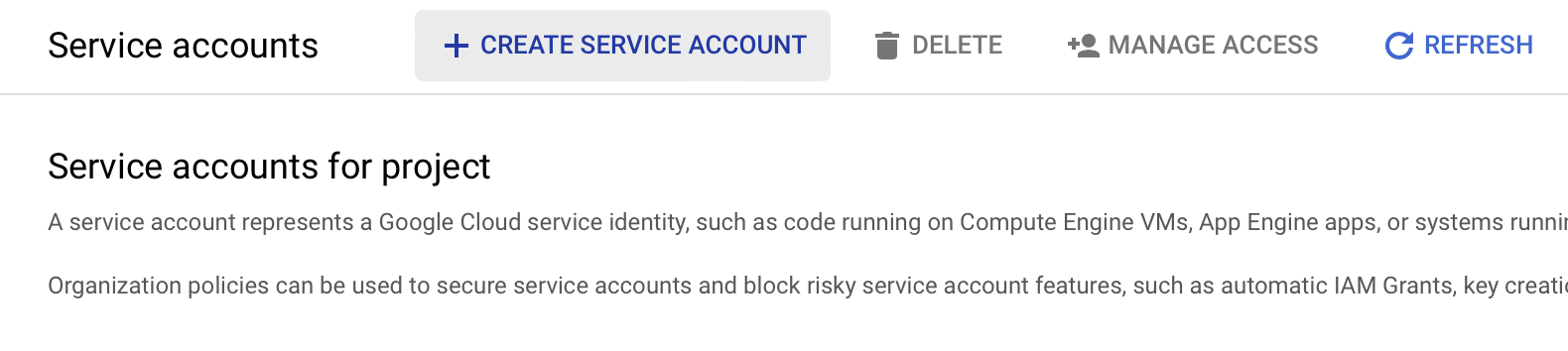 Service Account Step 1