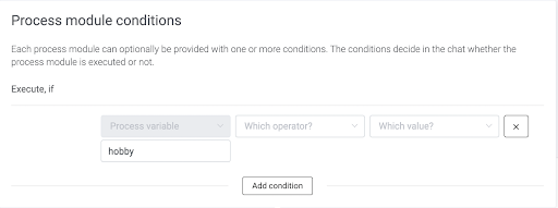 Set a condition at the modules