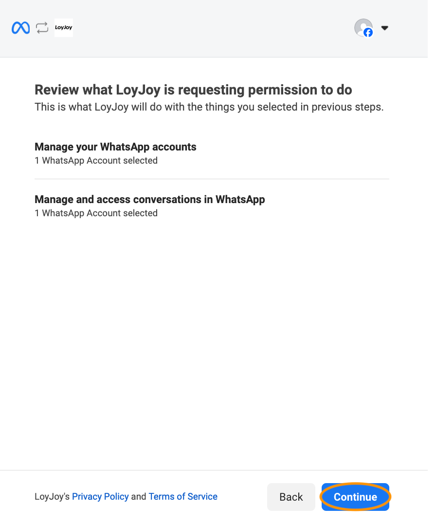 Confirm LoyJoy permissions Step 8