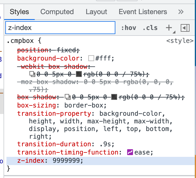 Find the z-index Find the z-index