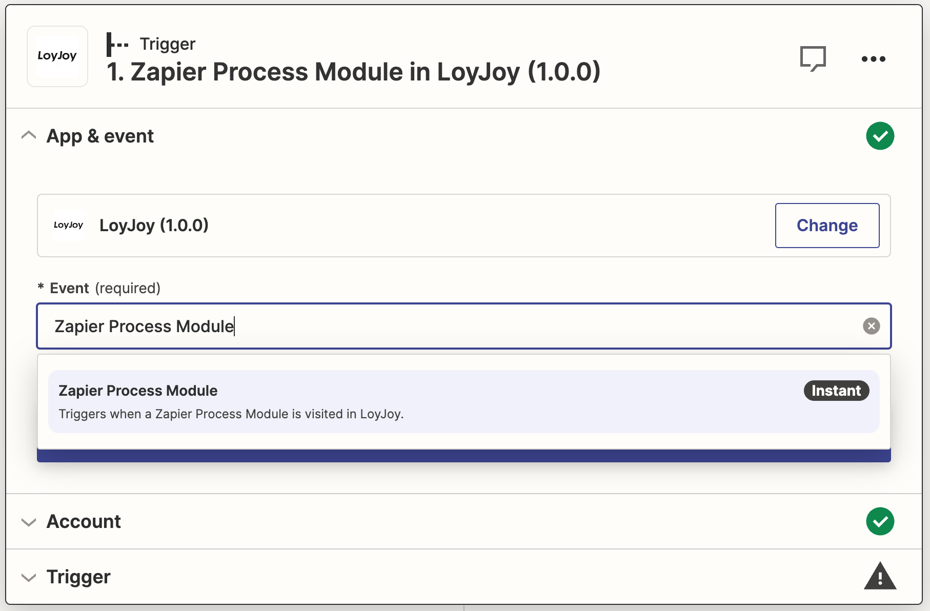 Select LoyJoy Trigger Event