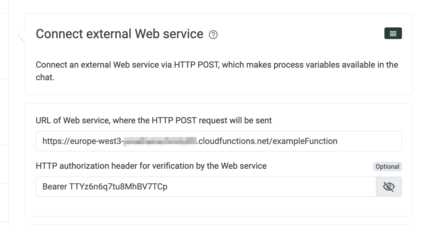 Web service module config
